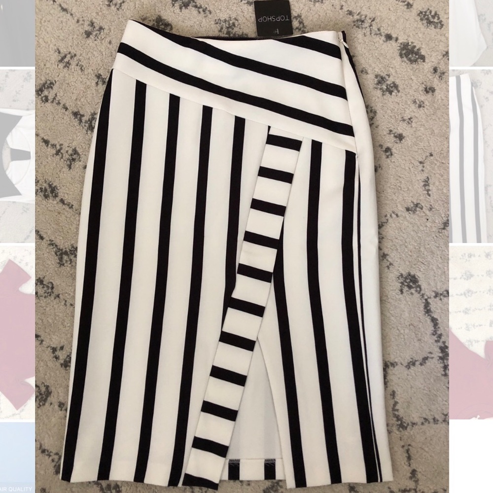 Topshop Striped Skirt with Slit - Picture 1 of 2